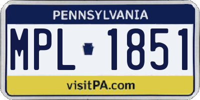 PA license plate MPL1851