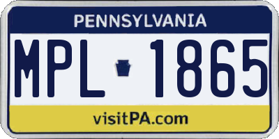PA license plate MPL1865