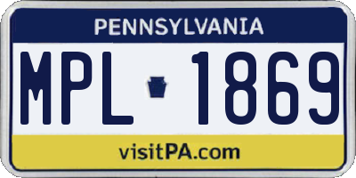 PA license plate MPL1869