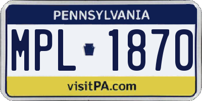 PA license plate MPL1870