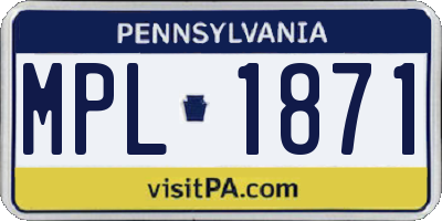 PA license plate MPL1871