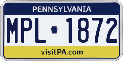 PA license plate MPL1872