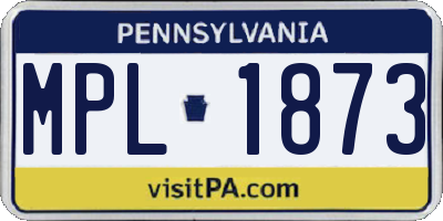 PA license plate MPL1873