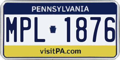 PA license plate MPL1876