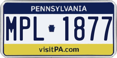 PA license plate MPL1877