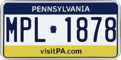 PA license plate MPL1878