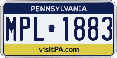PA license plate MPL1883