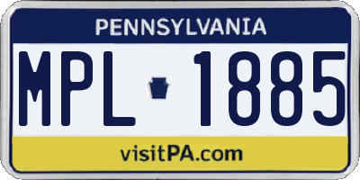 PA license plate MPL1885