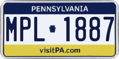 PA license plate MPL1887