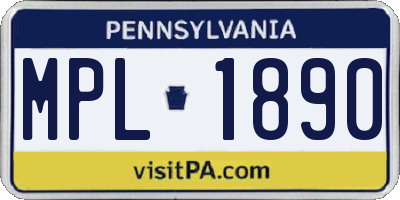 PA license plate MPL1890