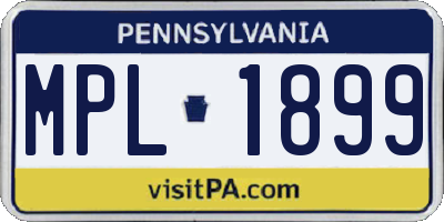 PA license plate MPL1899