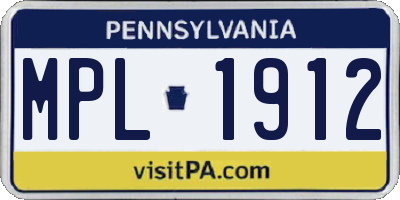 PA license plate MPL1912