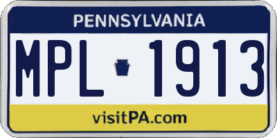 PA license plate MPL1913