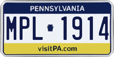PA license plate MPL1914