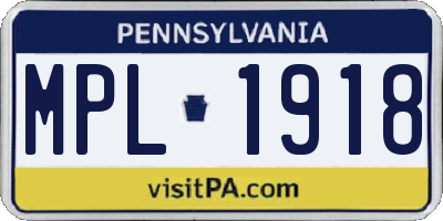 PA license plate MPL1918