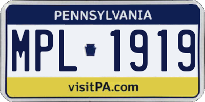 PA license plate MPL1919