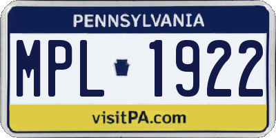 PA license plate MPL1922
