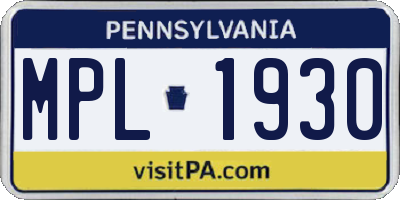 PA license plate MPL1930
