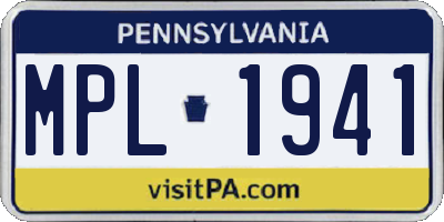 PA license plate MPL1941