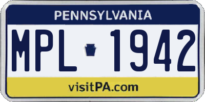 PA license plate MPL1942
