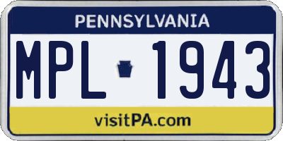 PA license plate MPL1943