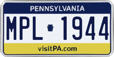 PA license plate MPL1944
