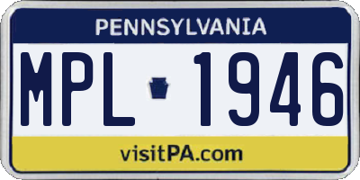 PA license plate MPL1946