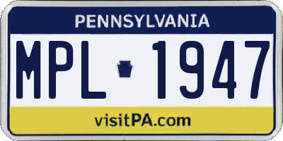 PA license plate MPL1947