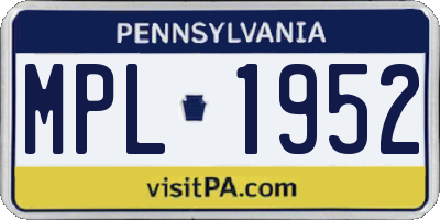 PA license plate MPL1952