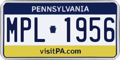 PA license plate MPL1956