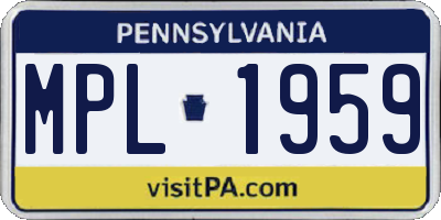 PA license plate MPL1959