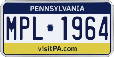 PA license plate MPL1964