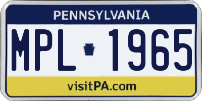 PA license plate MPL1965