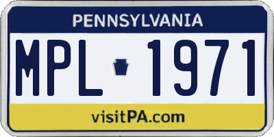 PA license plate MPL1971
