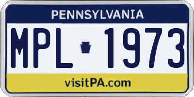 PA license plate MPL1973