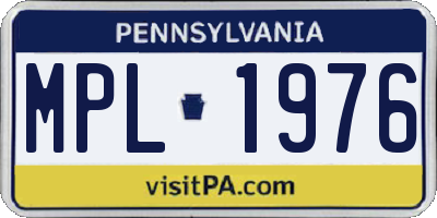 PA license plate MPL1976