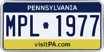 PA license plate MPL1977