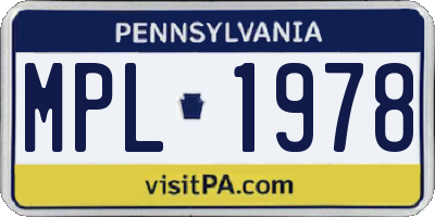 PA license plate MPL1978