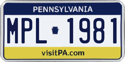 PA license plate MPL1981