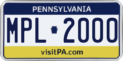 PA license plate MPL2000