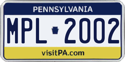 PA license plate MPL2002