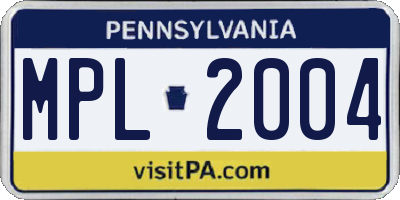 PA license plate MPL2004