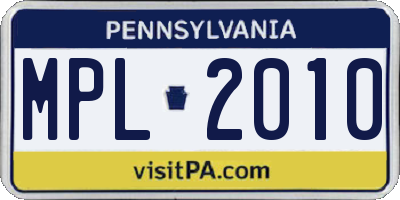 PA license plate MPL2010