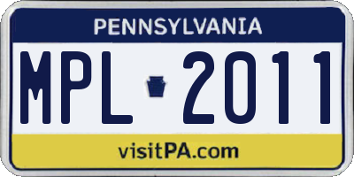 PA license plate MPL2011