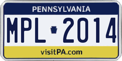 PA license plate MPL2014