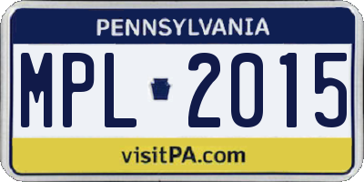 PA license plate MPL2015
