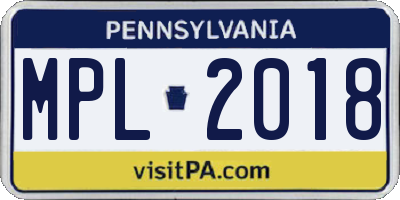 PA license plate MPL2018