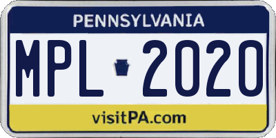 PA license plate MPL2020