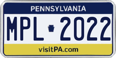 PA license plate MPL2022