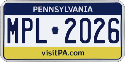 PA license plate MPL2026